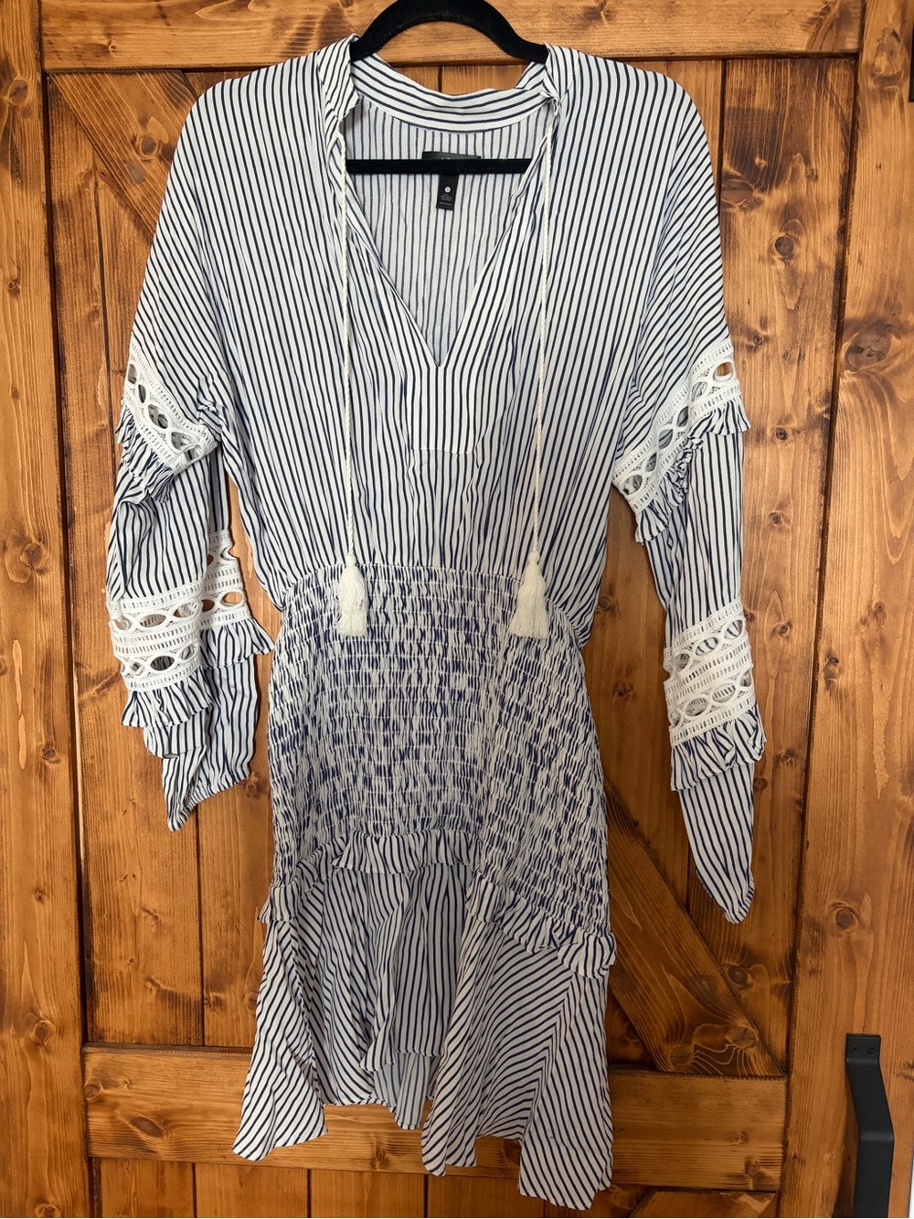Bloomingdale’s Aqua Striped Embroidered Dress